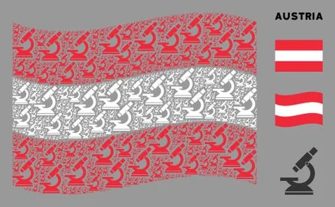 Waving Austrian Flag Pattern of Microscope Items Stockillustratie
