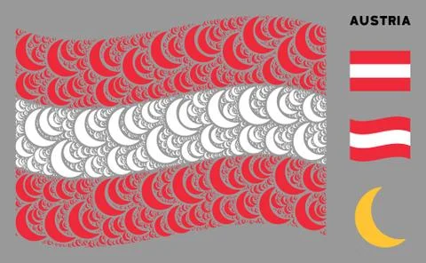 Waving Austrian Flag Pattern of Moon Items イラスト素材