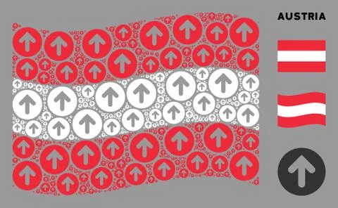 Waving Austrian Flag Pattern of Rounded Arrow Items Illustrazione stock