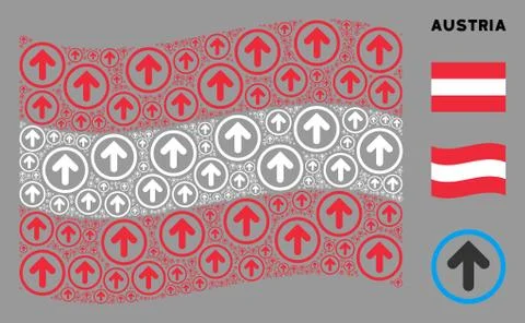 Waving Austrian Flag Pattern of Rounded Arrow Icons Stock Illustration