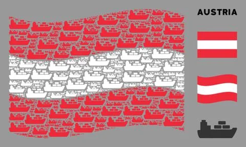 Waving Austrian Flag Pattern of Ship Items Stock Illustration