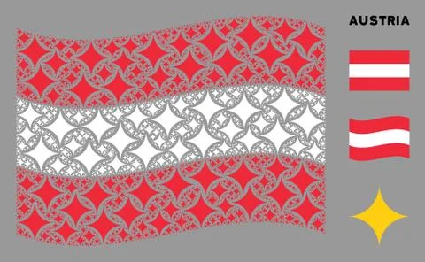 Waving Austrian Flag Pattern of Sparkle Star Items Stock Illustration