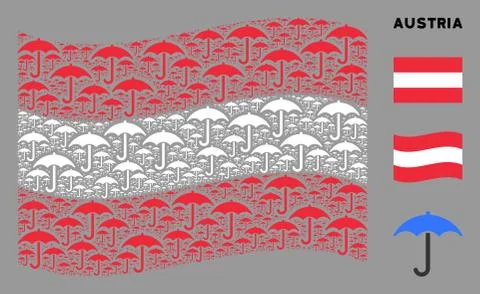 Waving Austrian Flag Pattern of Umbrella Items イラスト素材
