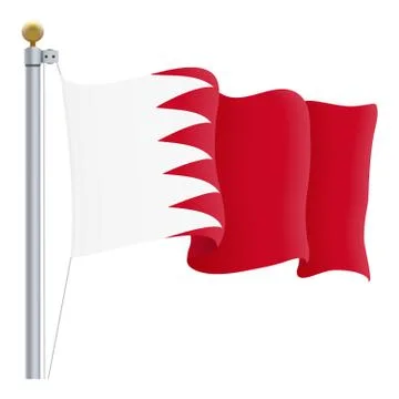 Waving Bahrain Flag Isolated On A White Background. Vector Illustration. Stock Illustration