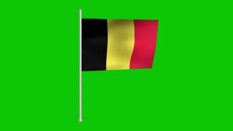 A waving belgium flag on a pole for easy chroma key editing Stock Footage 316768155