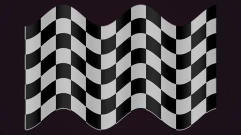 Waving black and white checkered flag on dark background Stock Footage 340240704