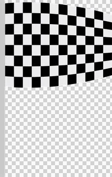 Waving black and white checkered flag atop a grey pole, signifying the end .. Stock Illustration