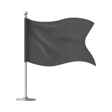 Waving black flag with forked edge vector 3d template, realistic fabric Stock Illustration