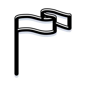 Waving blank flag icon outlining a concept Stock Illustration