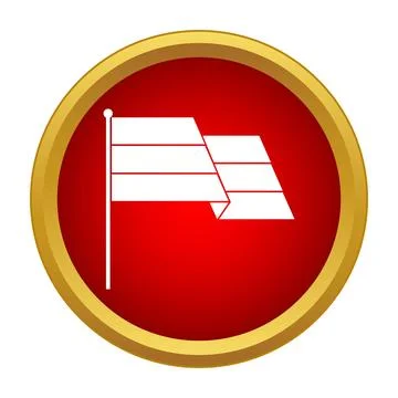 Waving blank flag icon on red button Stock Illustration