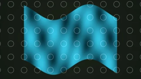 Waving blue abstract shape with circles in a dark Stock Footage 340241763