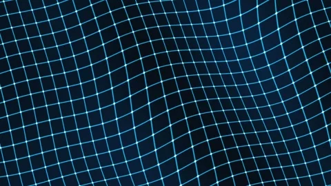 Waving blue digital wireframe grid animation on black background. 4K Vídeos de archivo 345111530