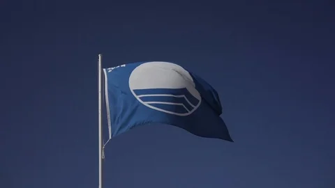 Waving blue flag of 2018 Stock Footage 102495239