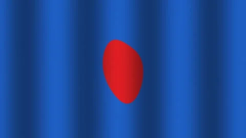 Waving blue flag with red circular shape in the center Stock Footage 338286103