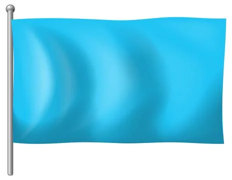 Waving Blue Flag on Silver Flagpole Vector Illustration Stock Illustration