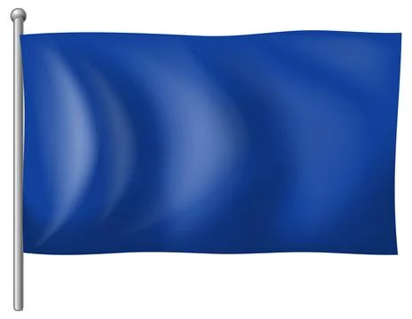 Waving Blue Flag on Silver Flagpole Vector Illustration Stock Illustration
