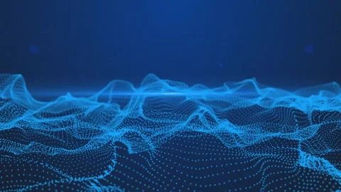Waving Blue Particles Animation. Abstract Technology Background. Futuristic. 4K Stock Footage 282541958
