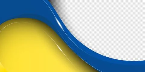 Waving blue shape on yellow background in simple 3d design with transparent.. Stock Illustration