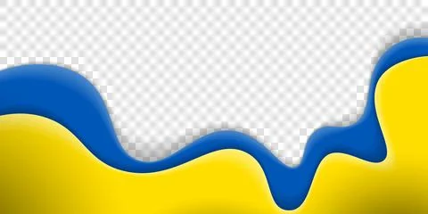 Waving blue yellow shape with shadow design. transparent blue yellow backgrou Stock Illustration