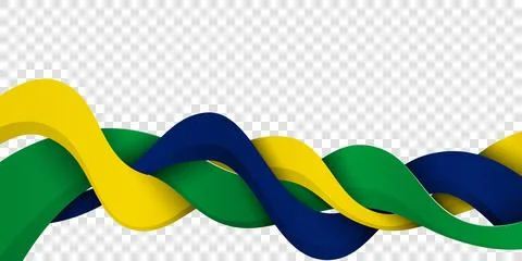 Waving bold 3d shape in green, yellow and blue design with transparent back.. Illustrazione stock