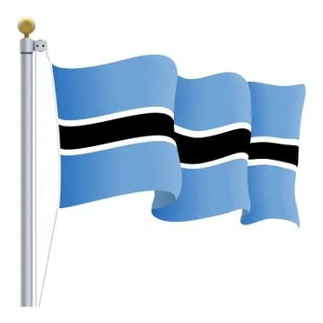 Waving Botswana Flag Isolated On A White Background. Vector Illustration. Stock Illustration