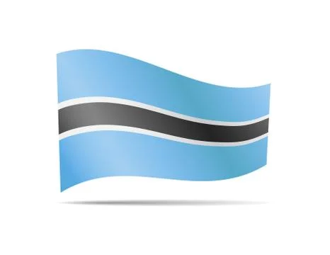Waving Botswana flag in the wind. Flag on white vector illustration Stock Illustration