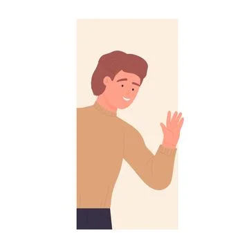 Waving boy from rectangle shape Stockillustratie