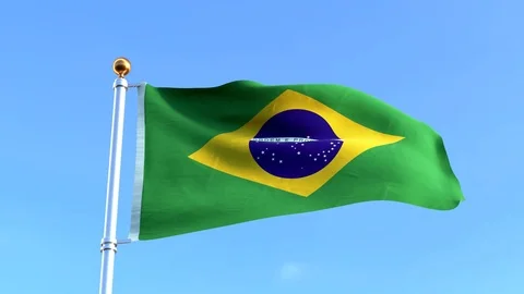 Waving Brazilian Flag - 3d Rendering 스톡 동영상 91126402