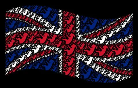 Waving British Flag Collage of Alien Embryo Icons Stock Illustration