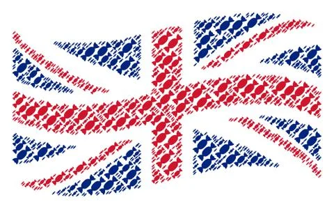 Waving British Flag Collage of Candy Items Ilustración de archivo