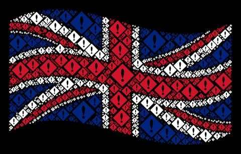 Waving British Flag Collage of Error Icons Illustrazione stock