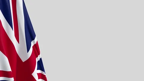 Waving British Flag on Left Side, Seamless Loop, Customizable Background 스톡 동영상 331788036