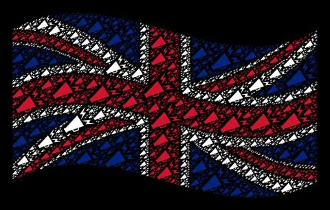 Waving British Flag Pattern of Alert Megaphone Icons Illustrazione stock