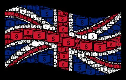 Waving British Flag Pattern of Banknotes Items イラスト素材