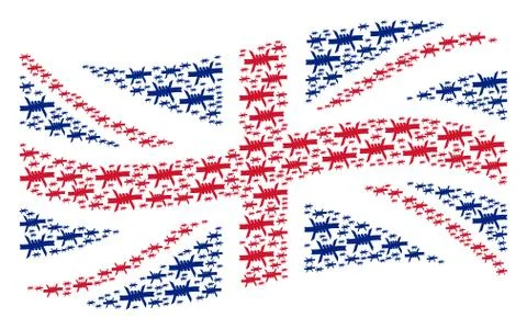 Waving British Flag Pattern of Barbed Wire Items イラスト素材