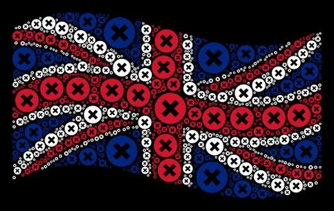 Waving British Flag Pattern of Cancel Items Stock Illustration