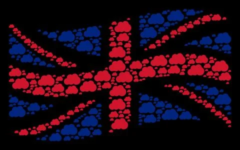 Waving British Flag Pattern of Cloud Items Stock Illustration