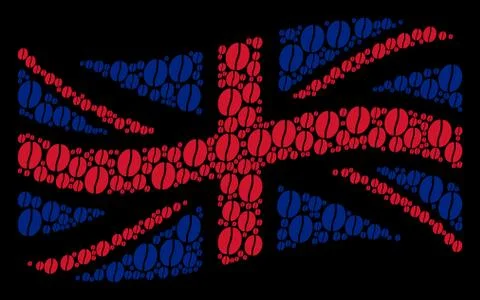 Waving British Flag Pattern of Coffee Bean Items Stock Illustration