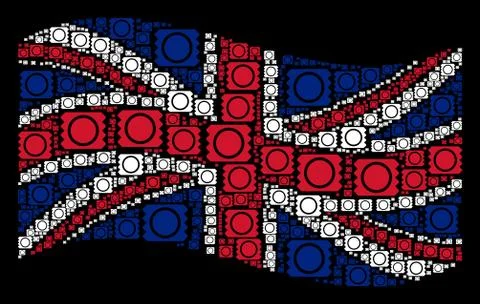 Waving British Flag Pattern of Condom Package Items Illustrazione stock