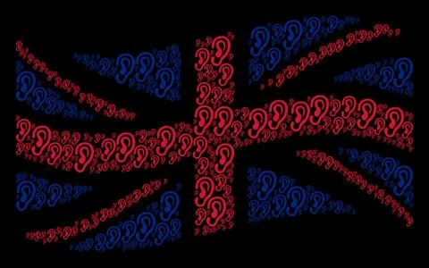 Waving British Flag Pattern of Ear Icons Illustrazione stock