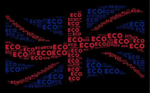 Waving British Flag Pattern of Eco Text Icons Illustrazione stock