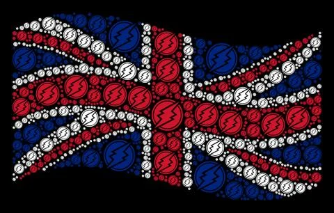 Waving British Flag Pattern of Electroneum Items Illustrazione stock