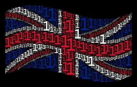 Waving British Flag Pattern of One Digit Items 库存插图