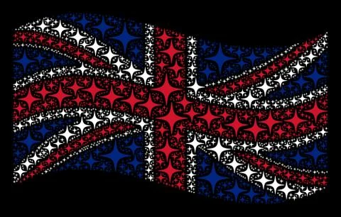 Waving British Flag Pattern of Space Star Items Stock Illustration