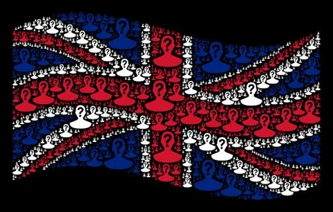 Waving British Flag Pattern of Unknown Person Items Stock Illustration