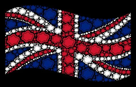 Waving British Flag Pattern of Water Pool Icons Stock Illustration