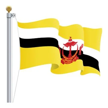 Waving Brunei Flag Isolated On A White Background. Vector Illustration. Stock Illustration