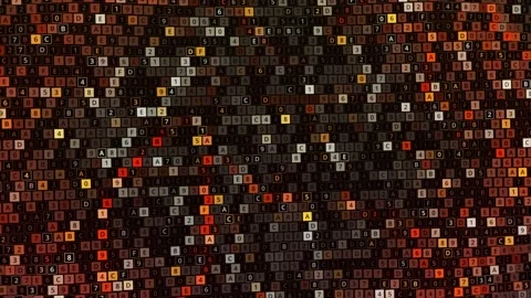 Waving canvas of many rows of squares with digital changing big data, seamless Video stock 157654422