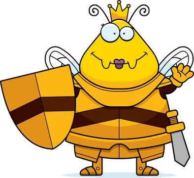 Waving Cartoon Bee Queen Armor Stock Illustration