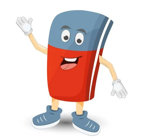 Waving cartoon eraser Stock Illustration
